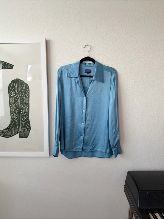 Pendleton Tops - Blue 100% Silk Button-Up Shirt - Pendleton